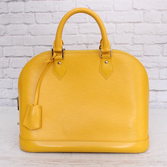 Louis Vuitton Alma PM Yellow Epi Satchel Leather Handbag Tote Purse A5470 - Picture 1 of 10